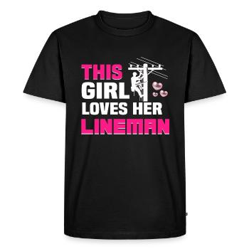 Cette fille aime son industrie d'électricien Lineman - T-shirt Premium bio Homme - noir - Devant - Nico (187cm)