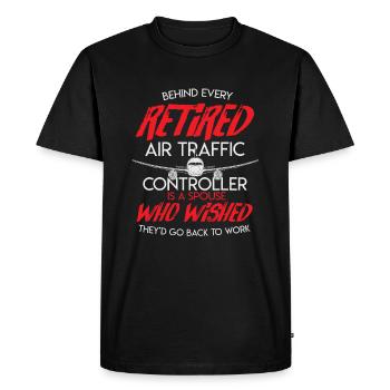 Air Traffic Retirement Air Controller Airplane - Men's Premium Organic T-Shirt - black - Front - Nico (187cm)