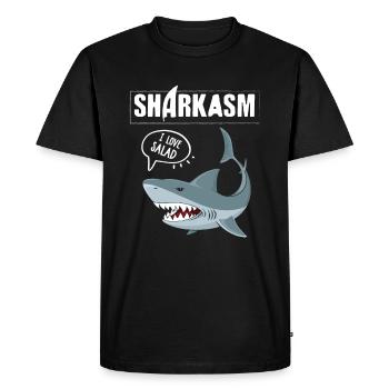 Sharkasm drôle de sarcasme et de requin végétarien - T-shirt Premium bio Homme - noir - Devant - Nico (187cm)