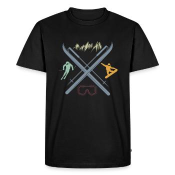 Ski et snowboard symboles amateurs de sports d'hiver - T-shirt Premium bio Homme - noir - Devant - Nico (187cm)