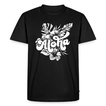 Aloha Hibiscus Hawaii - Men's Premium Organic T-Shirt - black - Front - Nico (187cm)