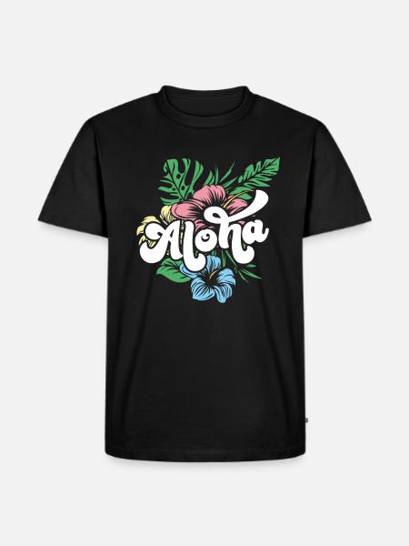 Aloha Hibiscus Hawaii - T-shirt Premium bio Homme - noir