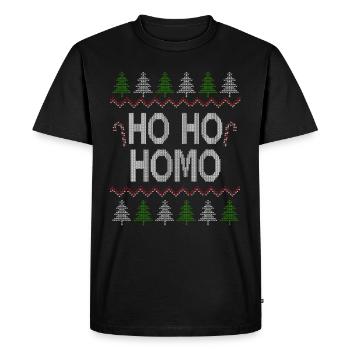 Ho Ho Ho Homo Gay LGBT Gay Noël laid - T-shirt Premium bio Homme - noir - Devant - Nico (187cm)