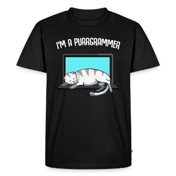 I'm A Purrgrammer - programmer cat on keyboard - Men's Premium Organic T-Shirt - black - Front - Nico (187cm)