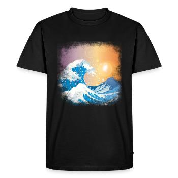 Grande vague de Kanagawa Japon Vague japonaise - T-shirt Premium bio Homme - noir - Devant - Nico (187cm)