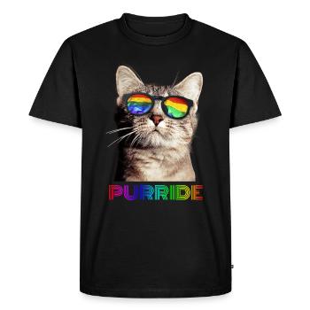 Purride Cat LGBT Gay Pride Parade Rainbow - T-shirt Premium bio Homme - noir - Devant - Nico (187cm)