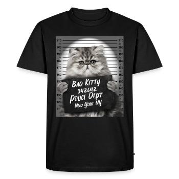 Chat en colère police photo chaton prison prison - T-shirt Premium bio Homme - noir - Devant - Nico (187cm)
