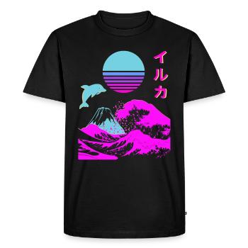 Rétro Aesthetic Iruka Écriture japonaise Vaporwave - T-shirt Premium bio Homme - noir - Devant - Nico (187cm)