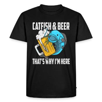Fisherman Fishing Catfish Beer Lover Flathead Gift - Men's Premium Organic T-Shirt - black - Front - Nico (187cm)