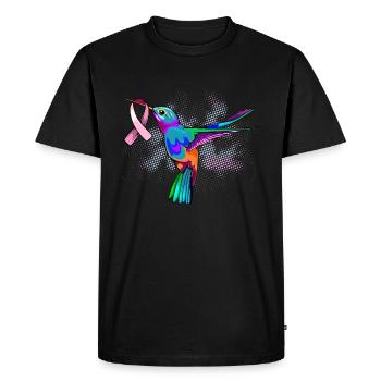 Mois de sensibilisation au cancer du sein Colibri Côte rose - T-shirt Premium bio Homme - noir - Devant - Nico (187cm)