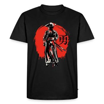 Samouraï japonais Guerrier Bushido Miyamoto Musashi - T-shirt Premium bio Homme - noir - Devant - Nico (187cm)