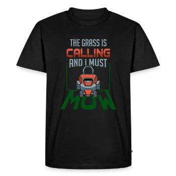 Tondeuse à gazon Jardinier Tondeuse Herbe Jardinage Cadeau - T-shirt Premium bio Homme - noir - Devant - Nico (187cm)