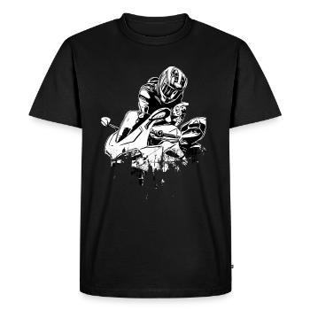 Moto Lifestyle / Moto / Motocycliste - T-shirt Premium bio Homme - noir - Devant - Nico (187cm)