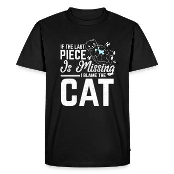 Jigsaw Puzzle Last Piece Missing Blame The Cat - Men's Premium Organic T-Shirt - black - Front - Nico (187cm)