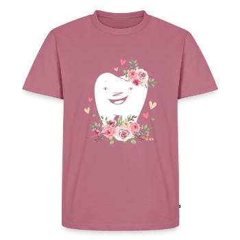 Dentiste Dentiste Hygiène dentaire Dentelle de dents Fleurs - T-shirt Premium bio Homme - mauve - Devant - Nico (187cm)