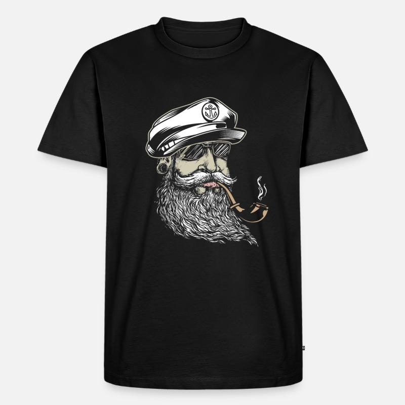 Seemann mit Pfeife - Männer Premium Bio T-Shirt - Schwarz