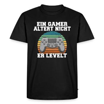 A gamer does not age, he levels - Men's Premium Organic T-Shirt - black - Front - Nico (187cm)