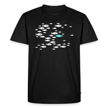 Gegen den Strom schwimmen Fische im Meer - Männer Premium Bio T-Shirt - Schwarz - Vorne - Nico (187cm)