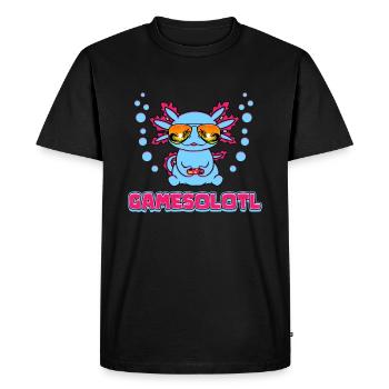 Gamesolotl Gamer Axolotl Gaming - T-shirt Premium bio Homme - noir - Devant - Nico (187cm)