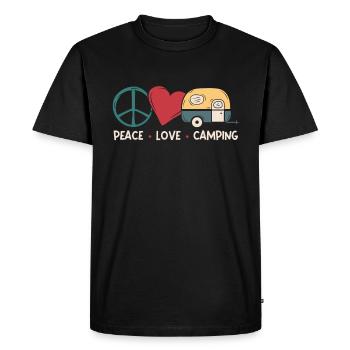 Paix Amour Camping Camping Camping Vacances - T-shirt Premium bio Homme - noir - Devant - Nico (187cm)