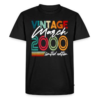 Vintage born March 2000 Birthday March 2000 - Men's Premium Organic T-Shirt - black - Front - Nico (187cm)