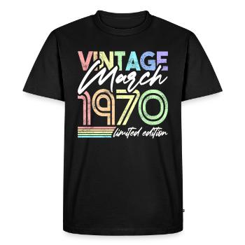 Vintage Mars 1970 Birthday Design pour femmes - T-shirt Premium bio Homme - noir - Devant - Nico (187cm)