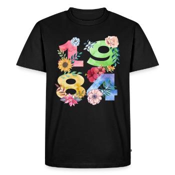 Né en 1984 Birthday Flower Design pour femmes - T-shirt Premium bio Homme - noir - Devant - Nico (187cm)