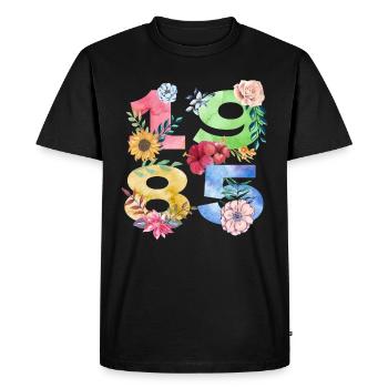 Né en 1985 Birthday Flower Design pour femmes - T-shirt Premium bio Homme - noir - Devant - Nico (187cm)