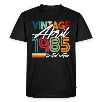 Millésime né avril 1985 Anniversaire avril 1985 - T-shirt Premium bio Homme - noir - Devant - Nico (187cm)