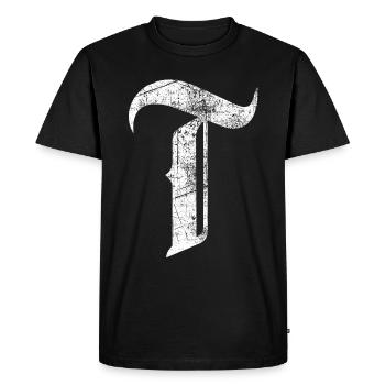 Tshirt alphabet initial T - Men's Premium Organic T-Shirt - black - Front - Nico (187cm)