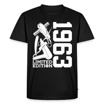 COIFFEUR 1963 STYLISTE 63E ANNIVERSAIRE COIFFEUR - T-shirt Premium bio Homme - noir - Devant - Nico (187cm)