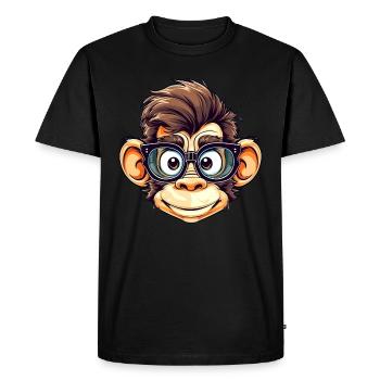 Nerdy chimpanzee with nerd glasses - Men's Premium Organic T-Shirt - black - Front - Nico (187cm)