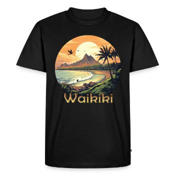Waikiki Hawaii sunset on the beach - Men's Premium Organic T-Shirt - black - Front - Nico (187cm)