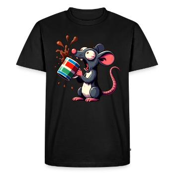 Mouse with coffee caffeine shock - Men's Premium Organic T-Shirt - black - Front - Nico (187cm)