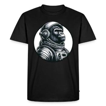 Astronaute chimpanzé dans l’espace - T-shirt Premium bio Homme - noir - Devant - Nico (187cm)