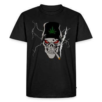 Skull with hemp - Men's Premium Organic T-Shirt - black - Front - Nico (187cm)