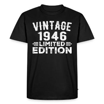 Year of birth 1946 Year of birth 1946 vintage - Men's Premium Organic T-Shirt - black - Front - Nico (187cm)