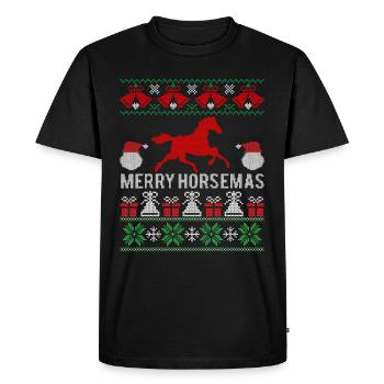 Joyeux Noël chevaux - T-shirt Premium bio Homme - noir - Devant - Nico (187cm)