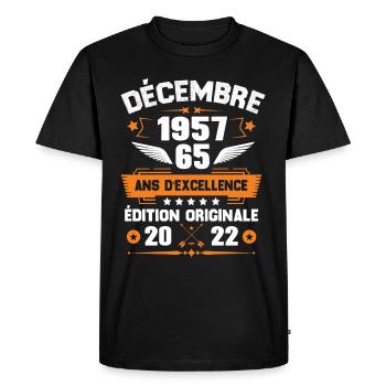 Décembre 1957 Idée Cadeau D'anniversaire 65 Ans - T-shirt Premium bio Homme - noir - Devant - Nico (187cm)