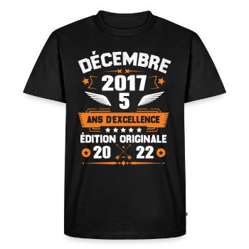 Décembre 2017 Idée Cadeau D'anniversaire 5 Ans - T-shirt Premium bio Homme - noir - Devant - Nico (187cm)