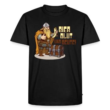 Bier und Beute Geschenk - Männer Premium Bio T-Shirt - Schwarz - Vorne - Nico (187cm)