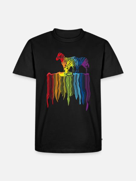 Zebras auf dem Regenbogen - Männer Premium Bio T-Shirt - Schwarz