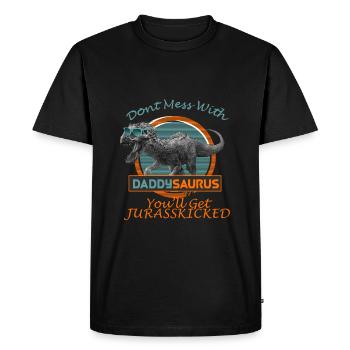 Daddysaurus T-Shirt papa dinosaure - T-shirt Premium bio Homme - noir - Devant - Nico (187cm)
