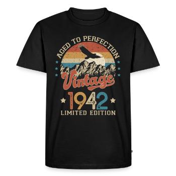 1942 Humor anniversary 80 years age perfection - Men's Premium Organic T-Shirt - black - Front - Nico (187cm)