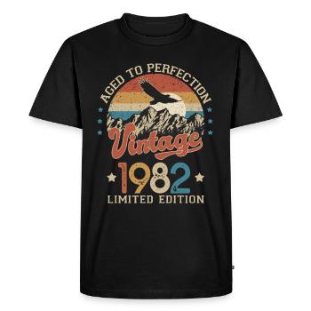 1982 Birthday humor 40 years age perfection - Men's Premium Organic T-Shirt - black - Front - Nico (187cm)