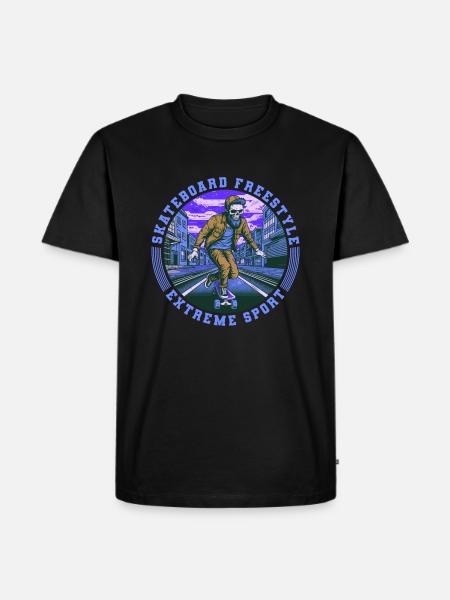 Cool Skull Skeleton Skateboard Skater - Men's Premium Organic T-Shirt - black
