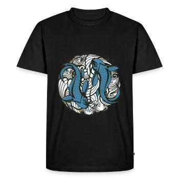 Japanese blue fish - Men's Premium Organic T-Shirt - black - Front - Nico (187cm)