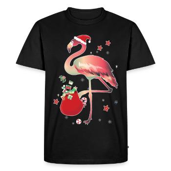 Noël moche Flamingo Christmas - T-shirt Premium bio Homme - noir - Devant - Nico (187cm)
