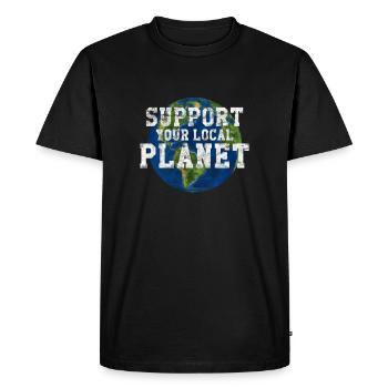 Soutenez votre planète locale | Cadeau nature environnement - T-shirt Premium bio Homme - noir - Devant - Nico (187cm)