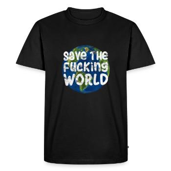 Save The Fucking World | Nature environment gift - Men's Premium Organic T-Shirt - black - Front - Nico (187cm)